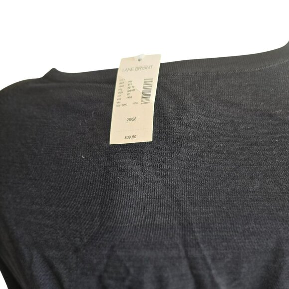 Lane Bryant Womens Black Squared V-Neck Top Size 26/28 Nylon & Rayon JJ4023 - Picture 5 of 7
